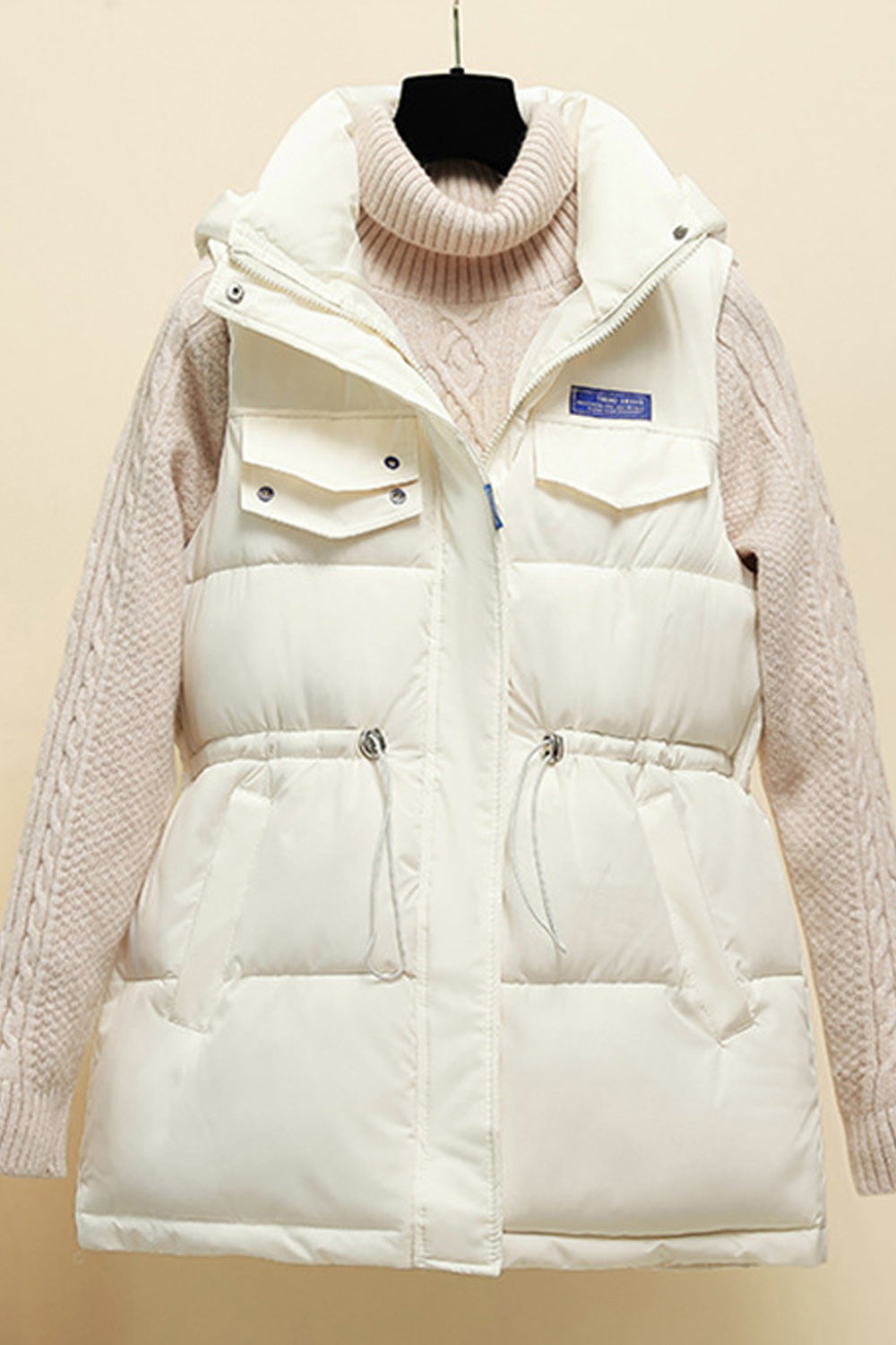 Women Elasticated Waist Adjustable Cord Designed Padded Jacket