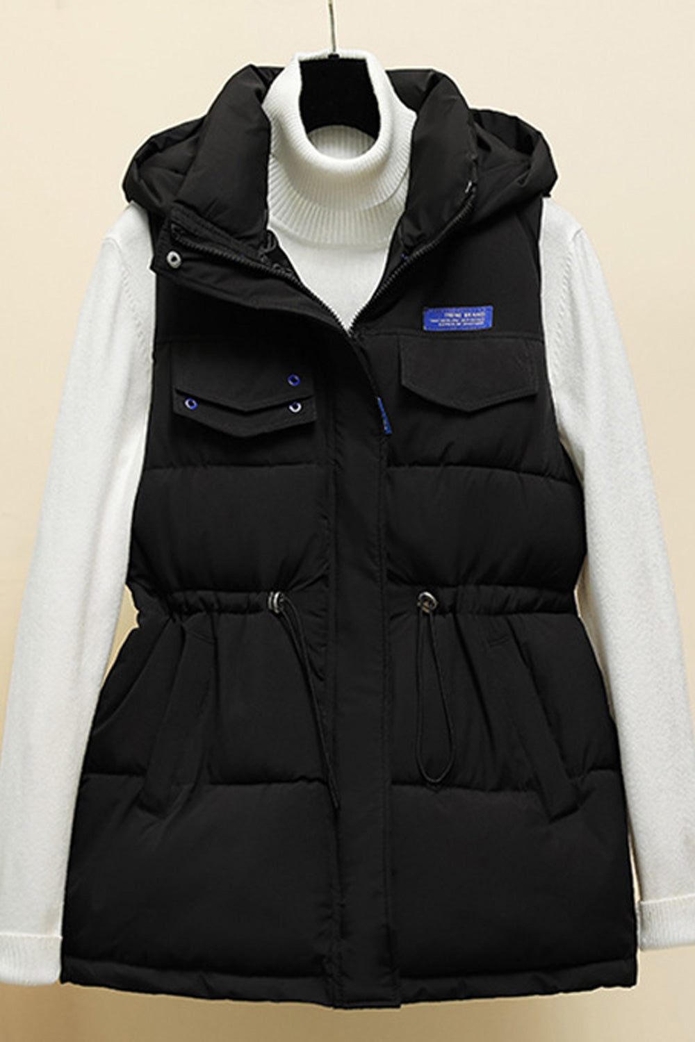 Women Elasticated Waist Adjustable Cord Designed Padded Jacket