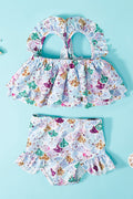 Baby Girl Ruffle Sling 2 Piece Bathing Outfits Print Bikini Swimsuit