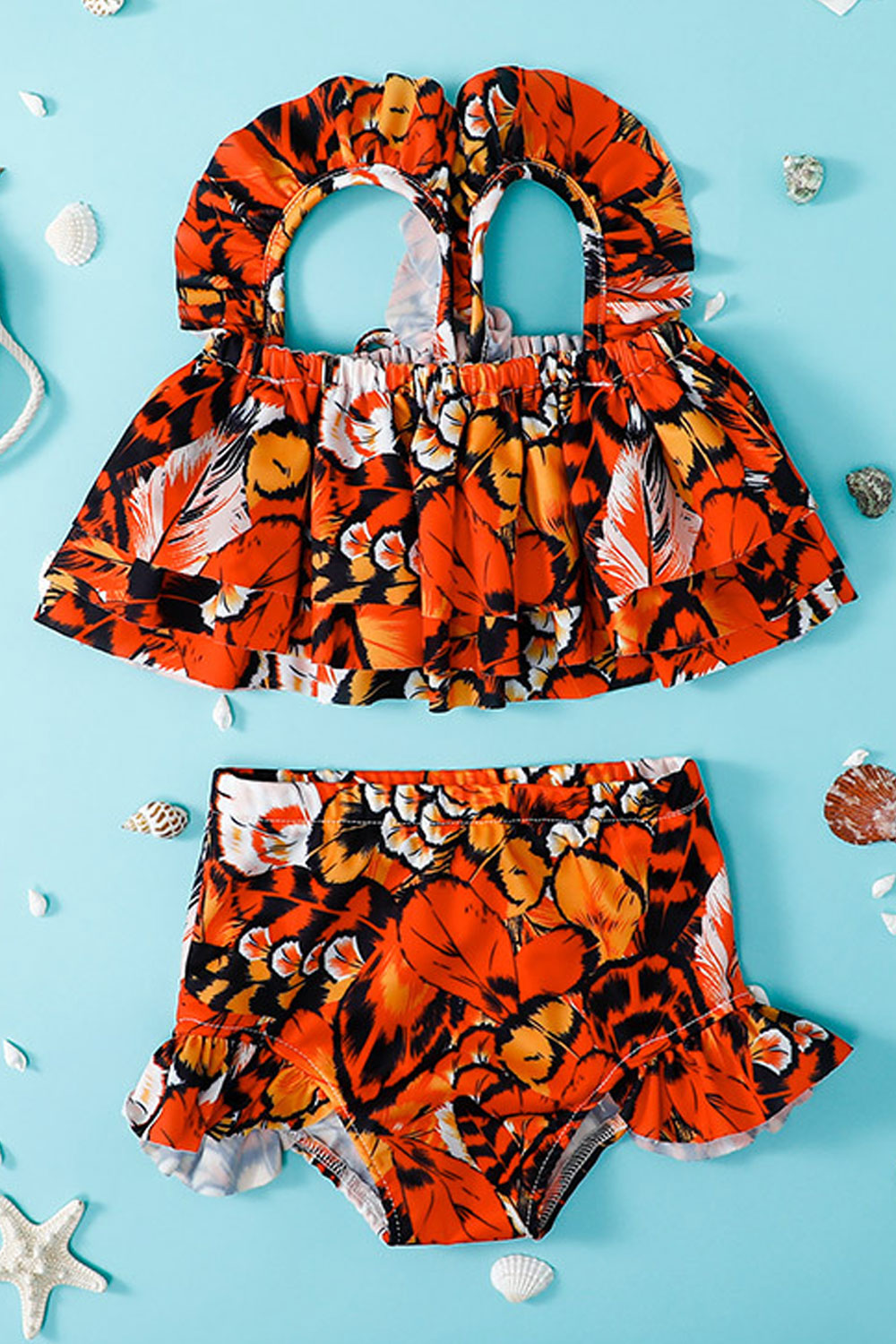 Baby Girl Ruffle Sling 2 Piece Bathing Outfits Print Bikini Swimsuit