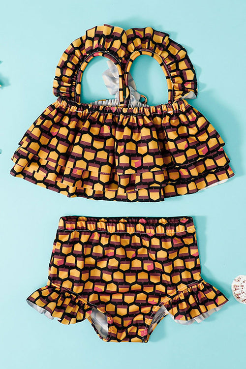 Baby Girl Ruffle Sling 2 Piece Bathing Outfits Print Bikini Swimsuit