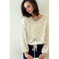 Women Relax and Classy Lace Round Neck Blouse White