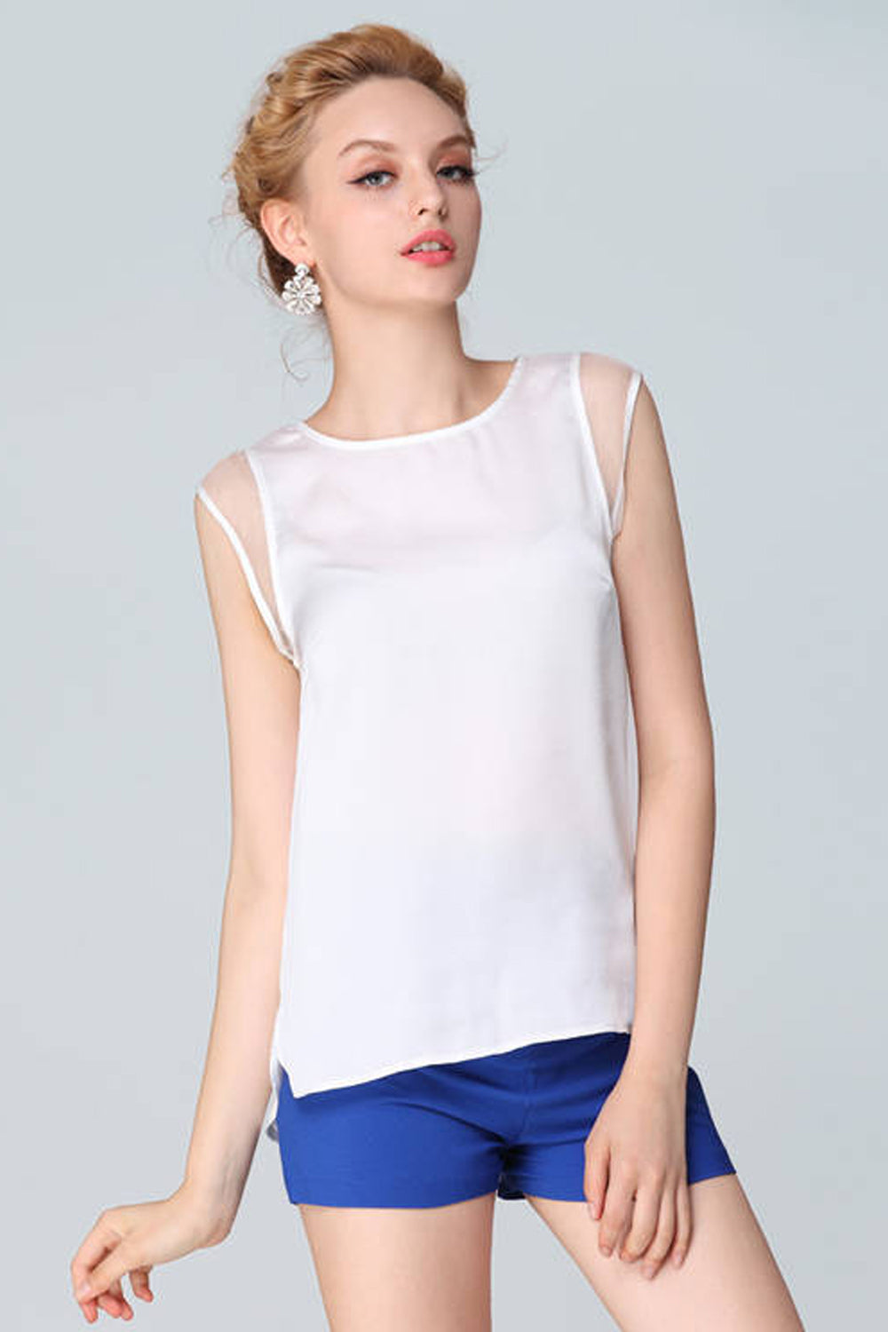 Women Solid Colored Elegant Sleeveless Lightweight Soft Breathable Summer Top