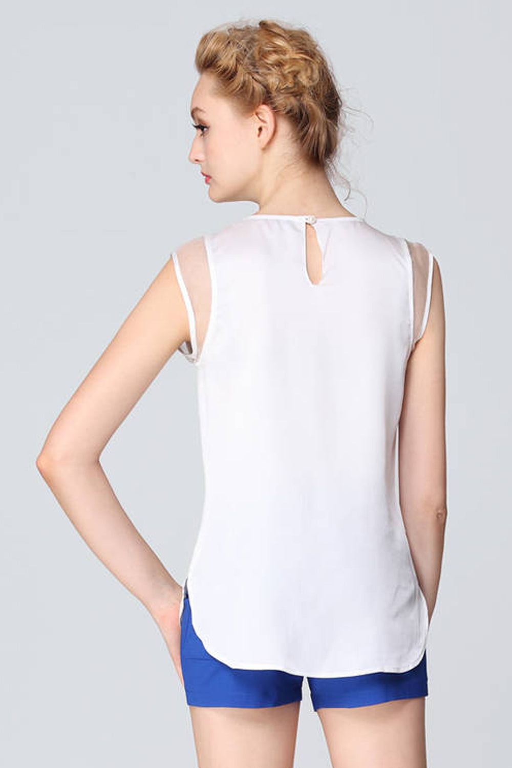Women Solid Colored Elegant Sleeveless Lightweight Soft Breathable Summer Top