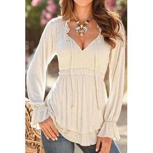 Women Elasticated Pleated Waist Top Off White