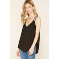 Women Summer Straps Deep Neck Relaxing Vest Top Black