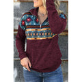 Women Collar Neck Printed Bust Long Sleeve Sweatshirt
