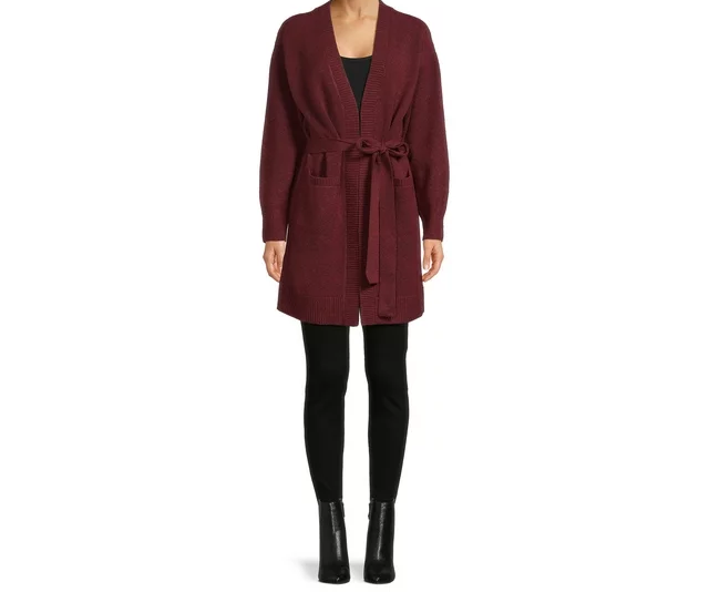 Women's Knit Coatigan Open front with removable belt