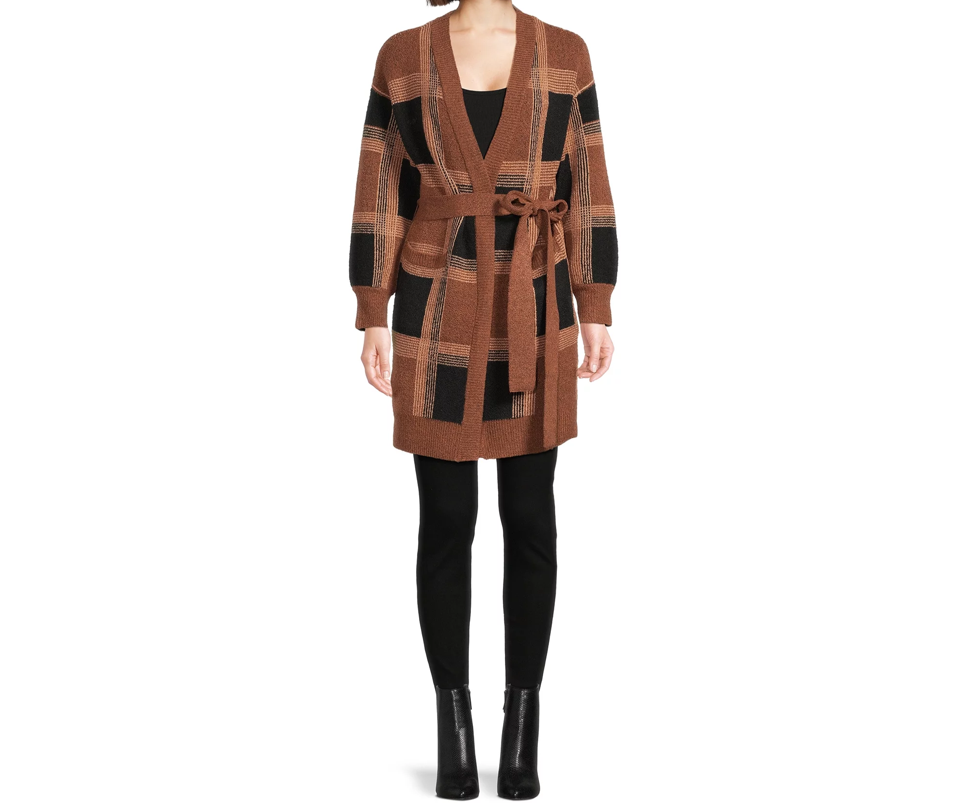 Women's Knit Coatigan Open front with removable belt
