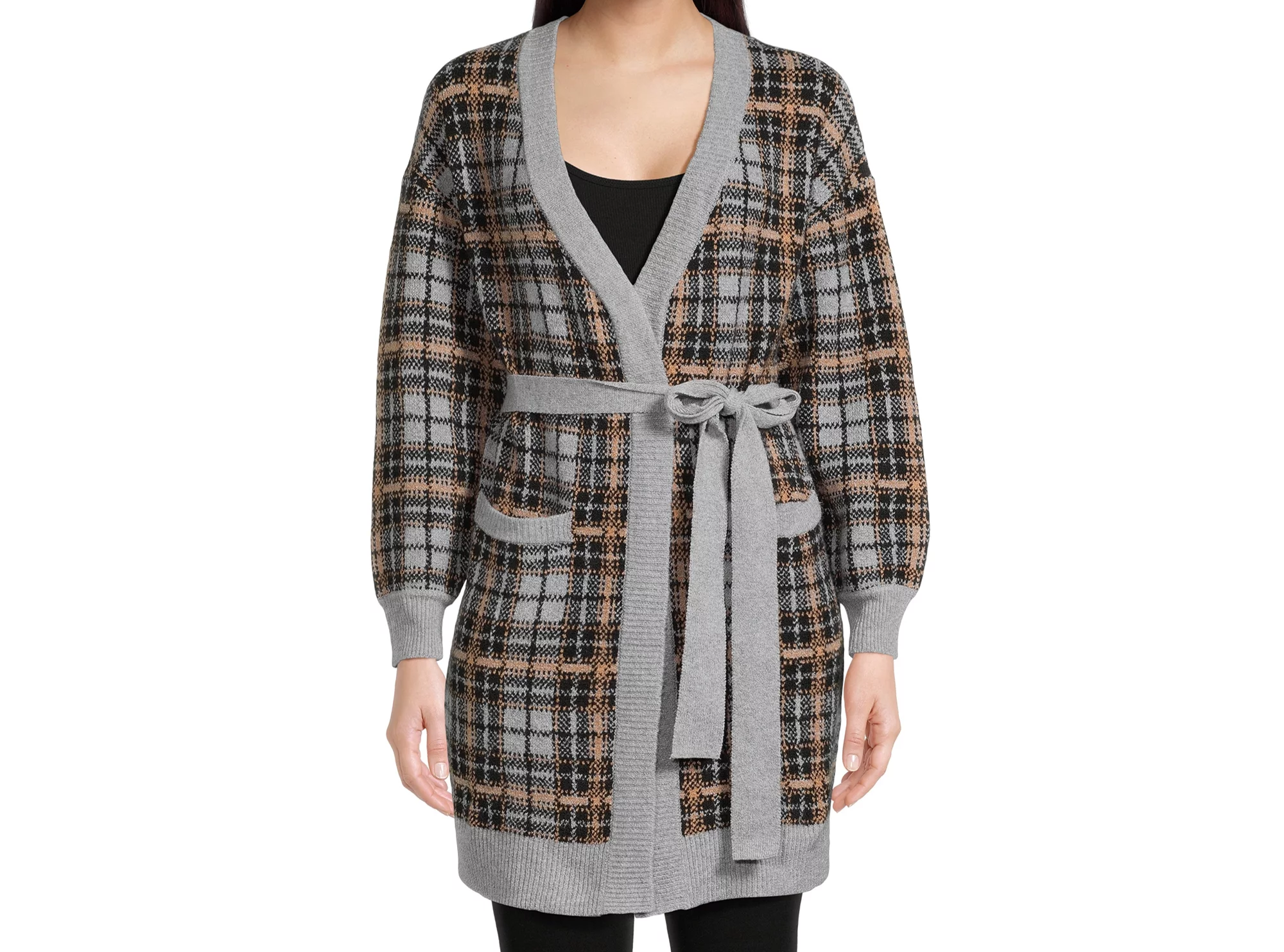 Women's Knit Coatigan Open front with removable belt