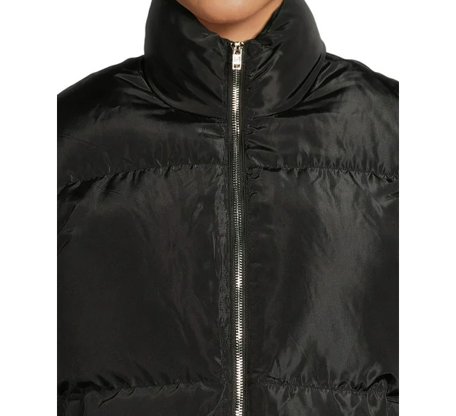 Juniors' Faux Sherpa Lined Cropped Puffer Vest