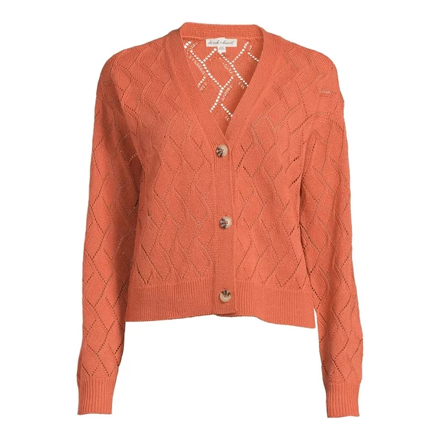 Juniors Pointelle Drop Shoulder Cardigan