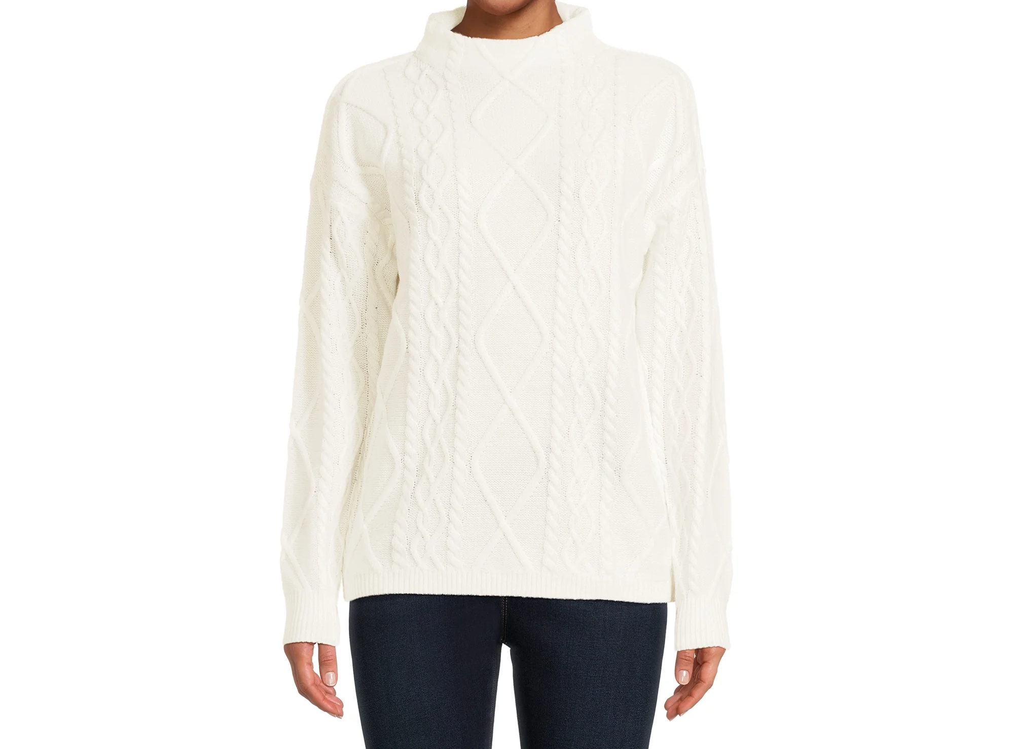 Women's Juniors Mixed Cable Knit with Long Sleeves Sweater