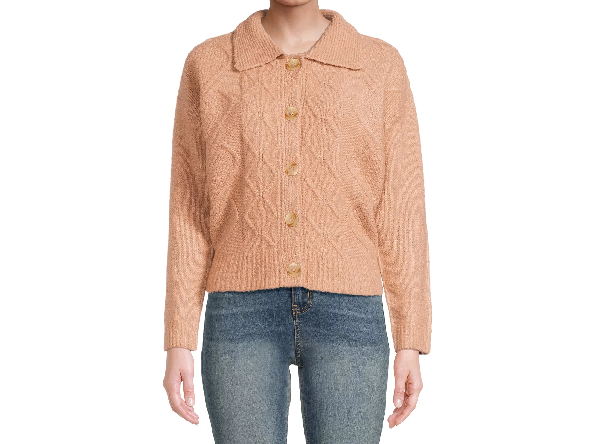 Juniors Button Front Cardigan Sweater with Long Sleeves