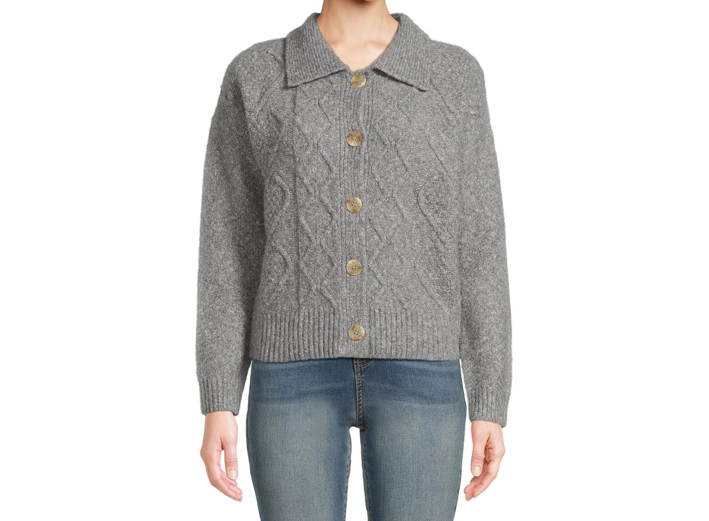 Juniors Button Front Cardigan Sweater with Long Sleeves