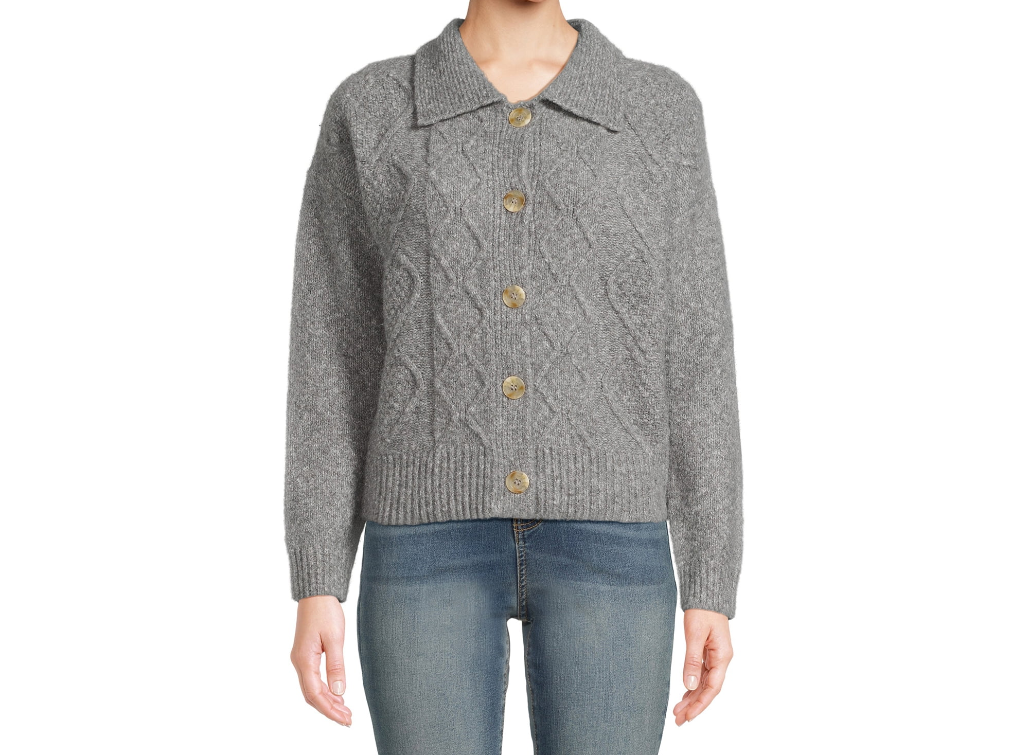 Juniors Button Front Cardigan Sweater with Long Sleeves