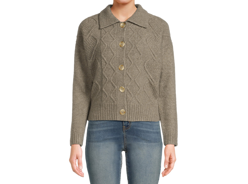 Juniors Button Front Cardigan Sweater with Long Sleeves