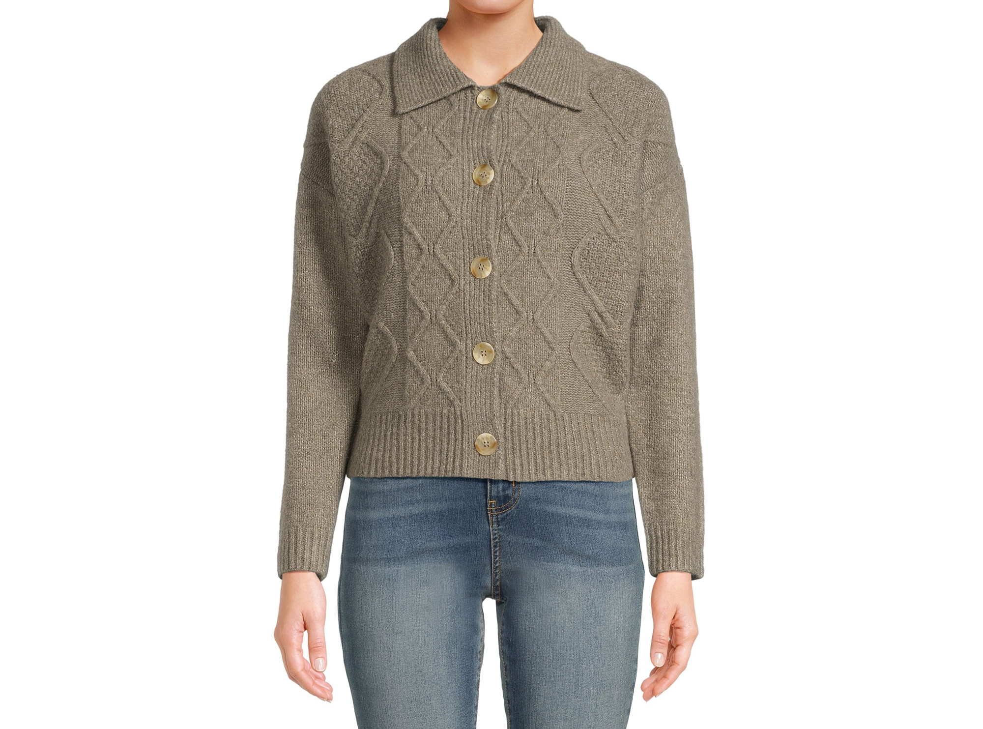Juniors Button Front Cardigan Sweater with Long Sleeves