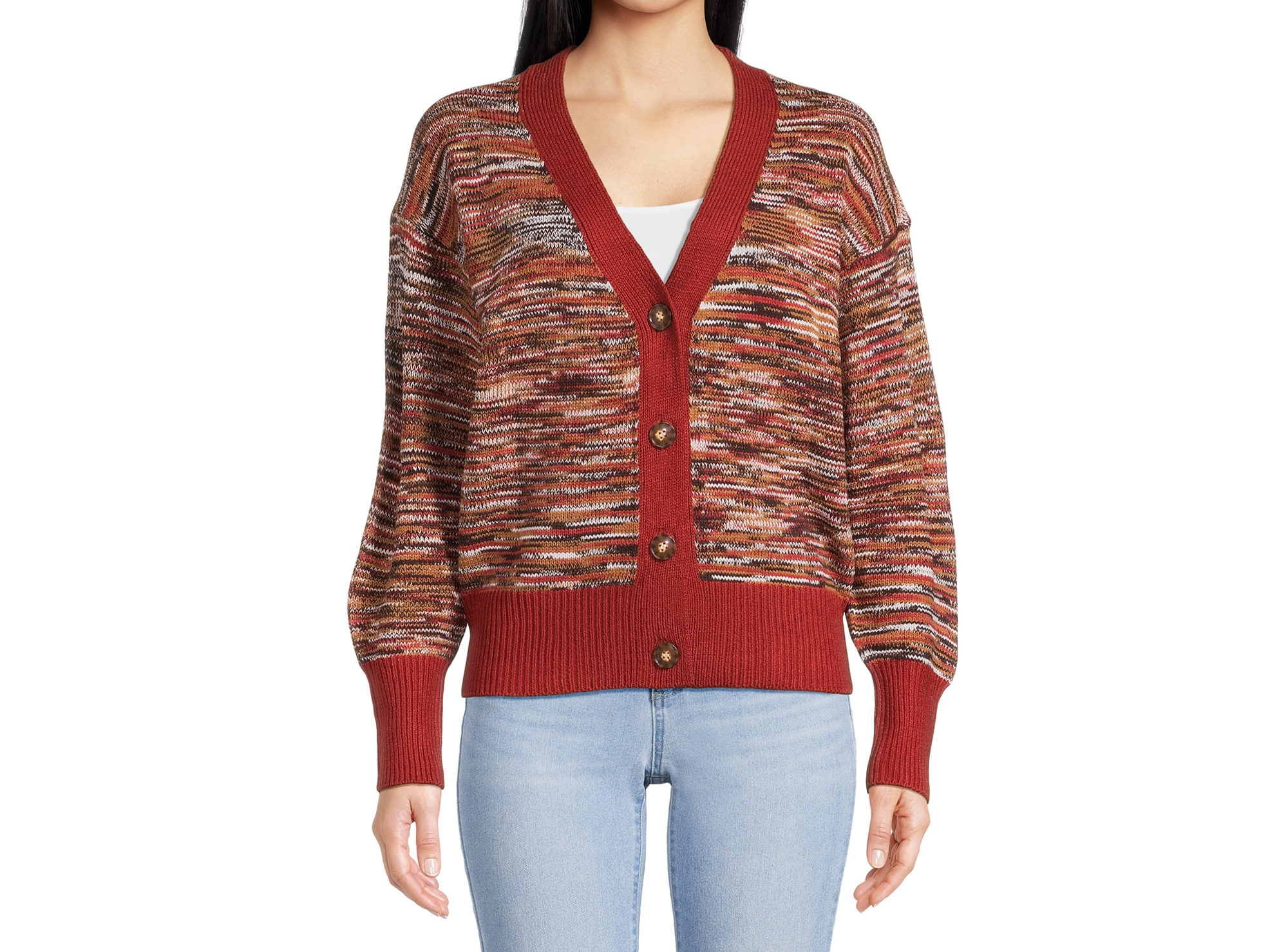 Women's V-Neck Cardigan Sweater with Long Sleeve