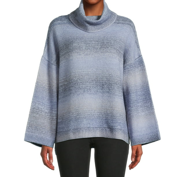 Women's Ombre Cowl Neck Pullover Midweight Sweater