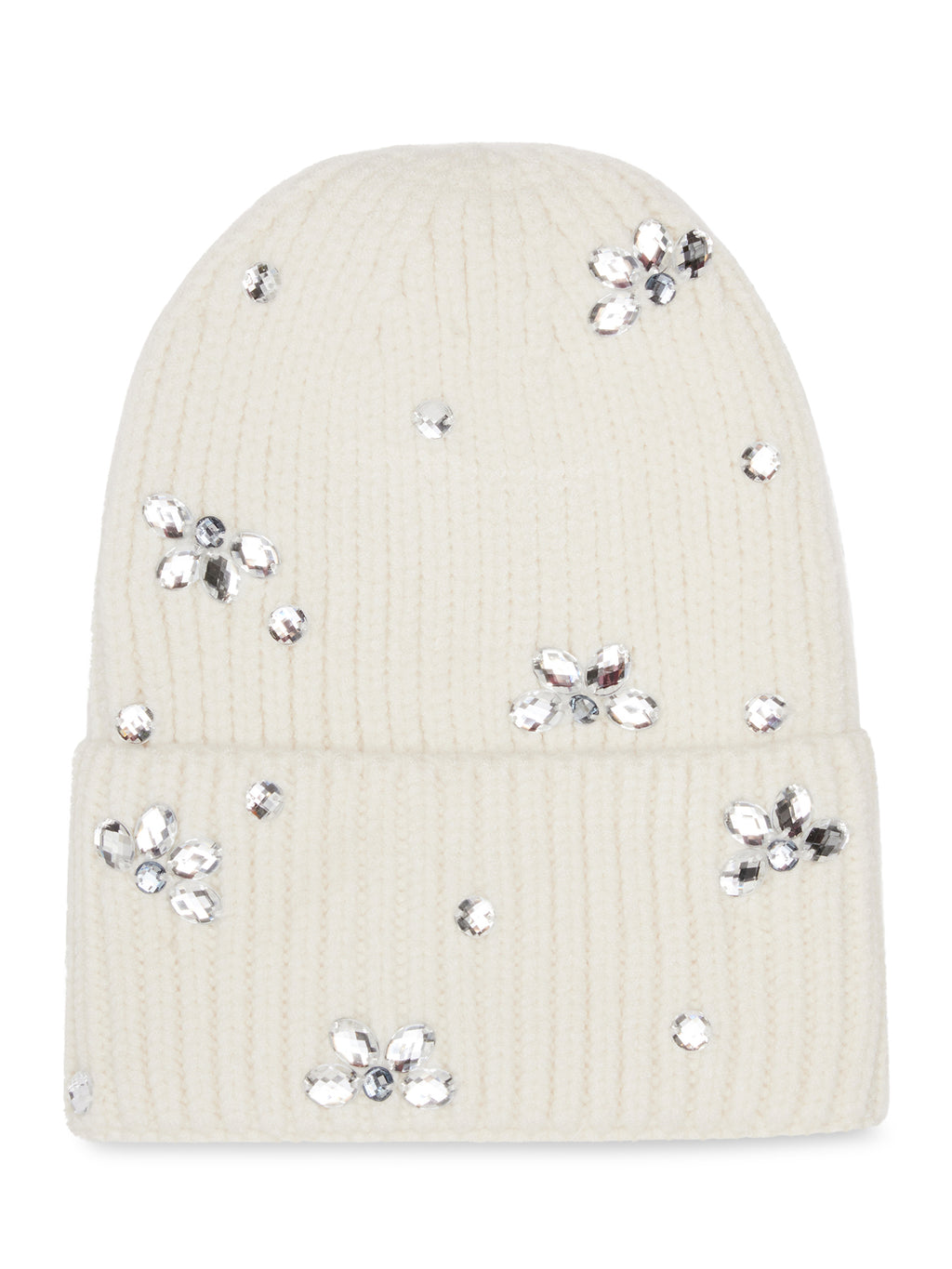 Women's Cuffed Beanie With Rhinestones And Magic Gloves, 2-Piece Gift Set Black - ZB052