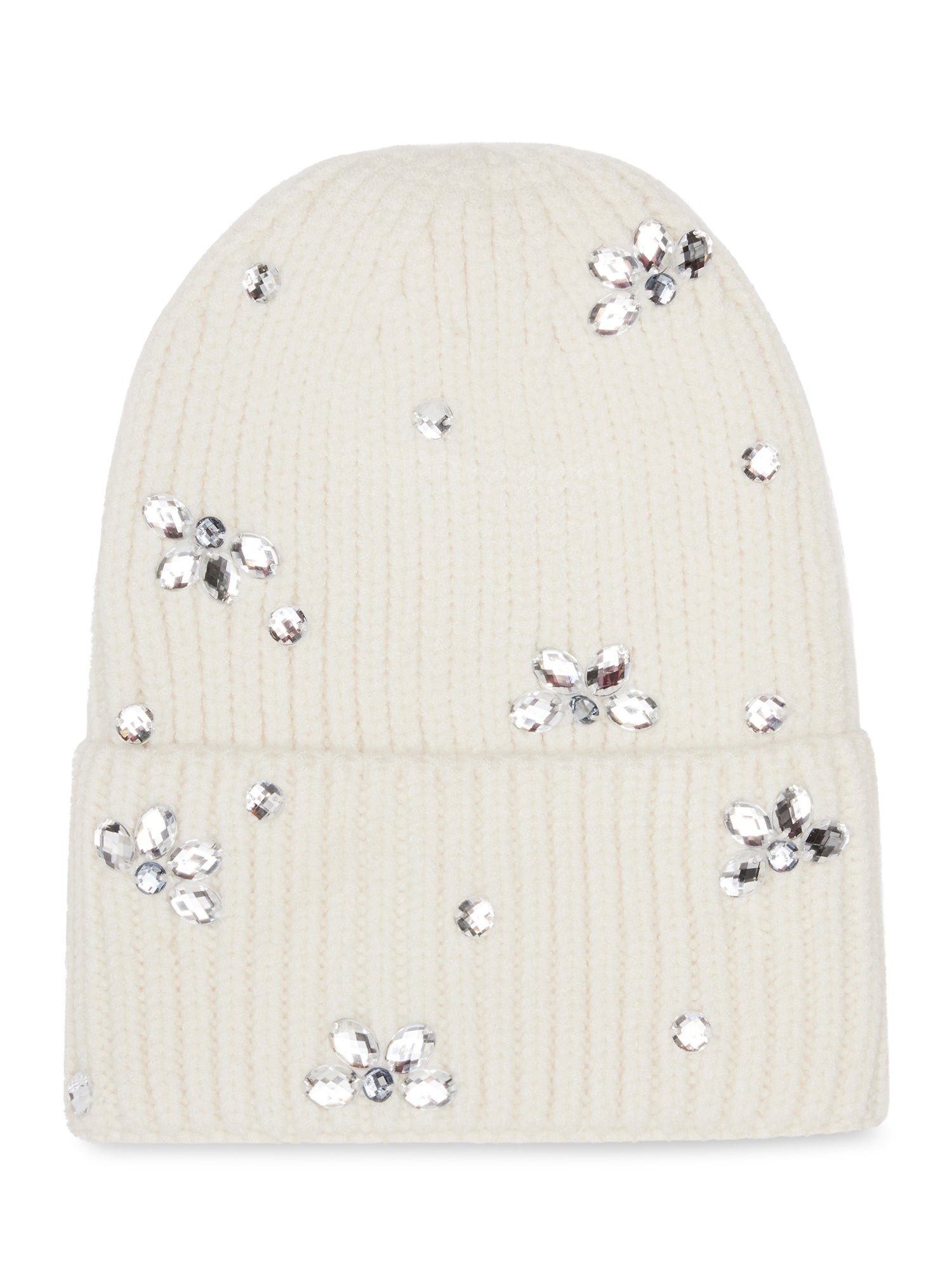 Women's Cuffed Beanie With Rhinestones And Magic Gloves, 2-Piece Gift Set Black - ZB052