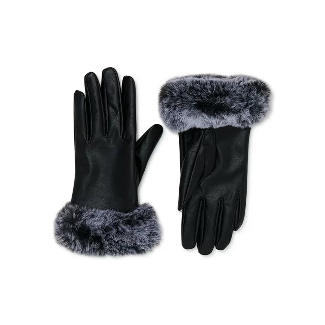 Women's Gloves with Faux Fur Cuff