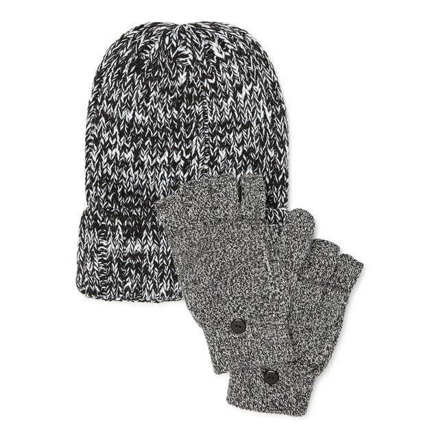 Women’s Ribbed Beanie and Pop Top Glove Set
