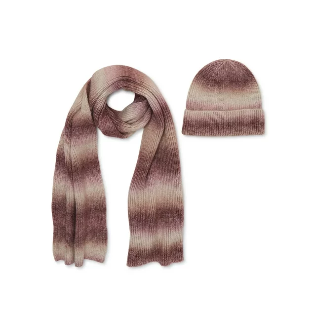 Women's Ombre Hat and Scarf Set, 2-Piece