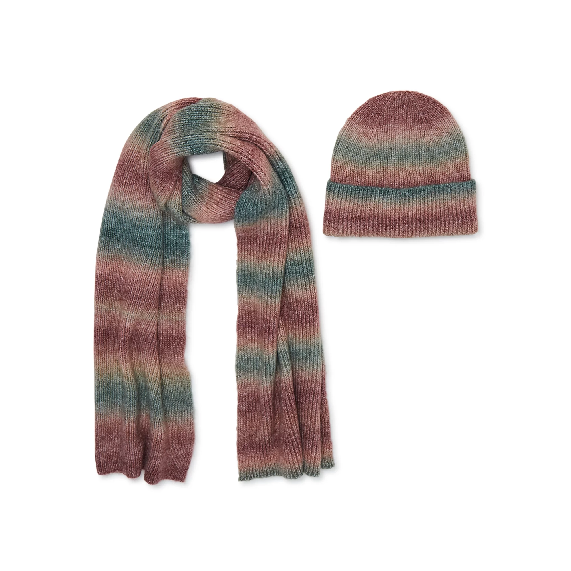 Women's Ombre Hat and Scarf Set, 2-Piece