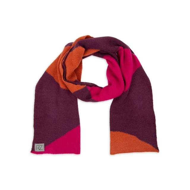 Womens Colorblock Multi Knit Scarf and Beanie Style Hat 2 Piece