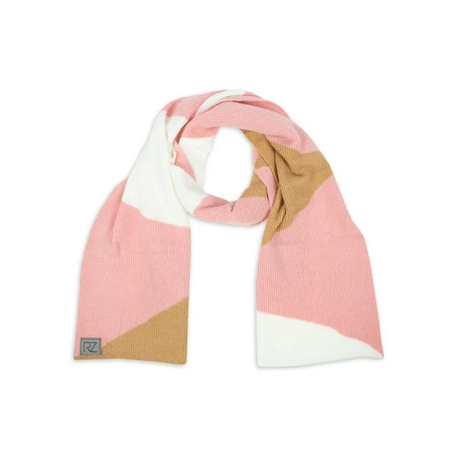 Womens Colorblock Multi Knit Scarf and Beanie Style Hat 2 Piece