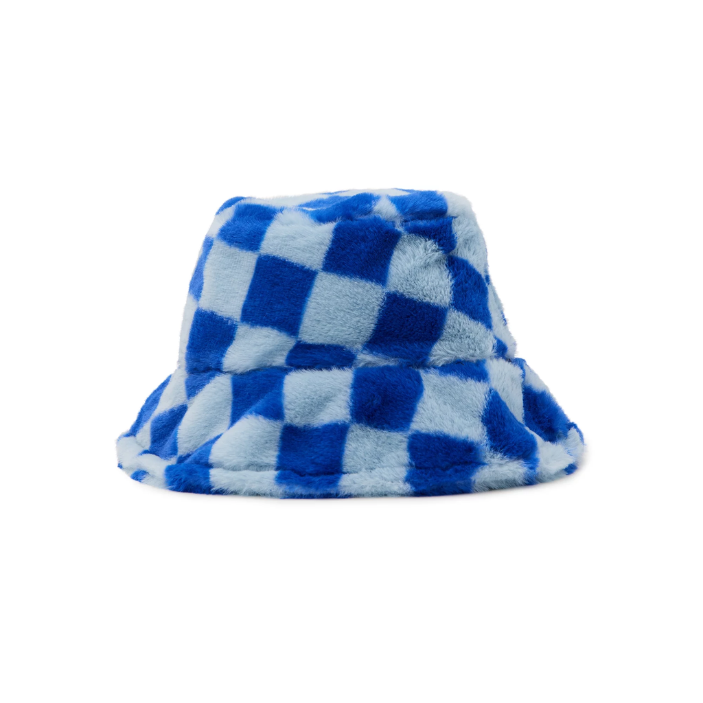 Women's Faux Fur Check Bucket Hat
