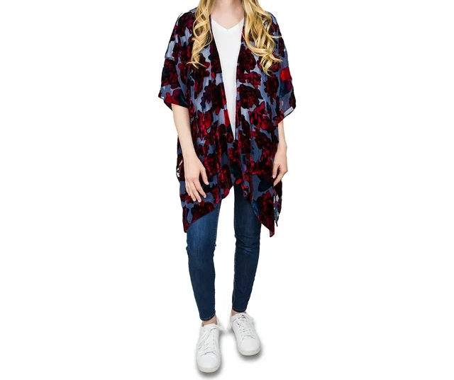 Womens Velvet Burnout Layering Piece Floral Pattern Scarves
