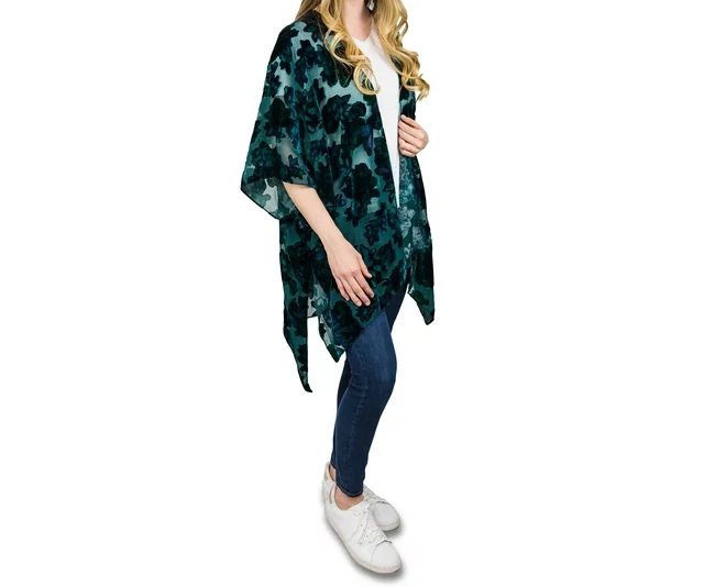 Womens Velvet Burnout Layering Piece Floral Pattern Scarves