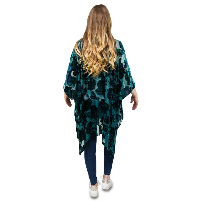 Womens Velvet Burnout Layering Piece Floral Pattern Scarves