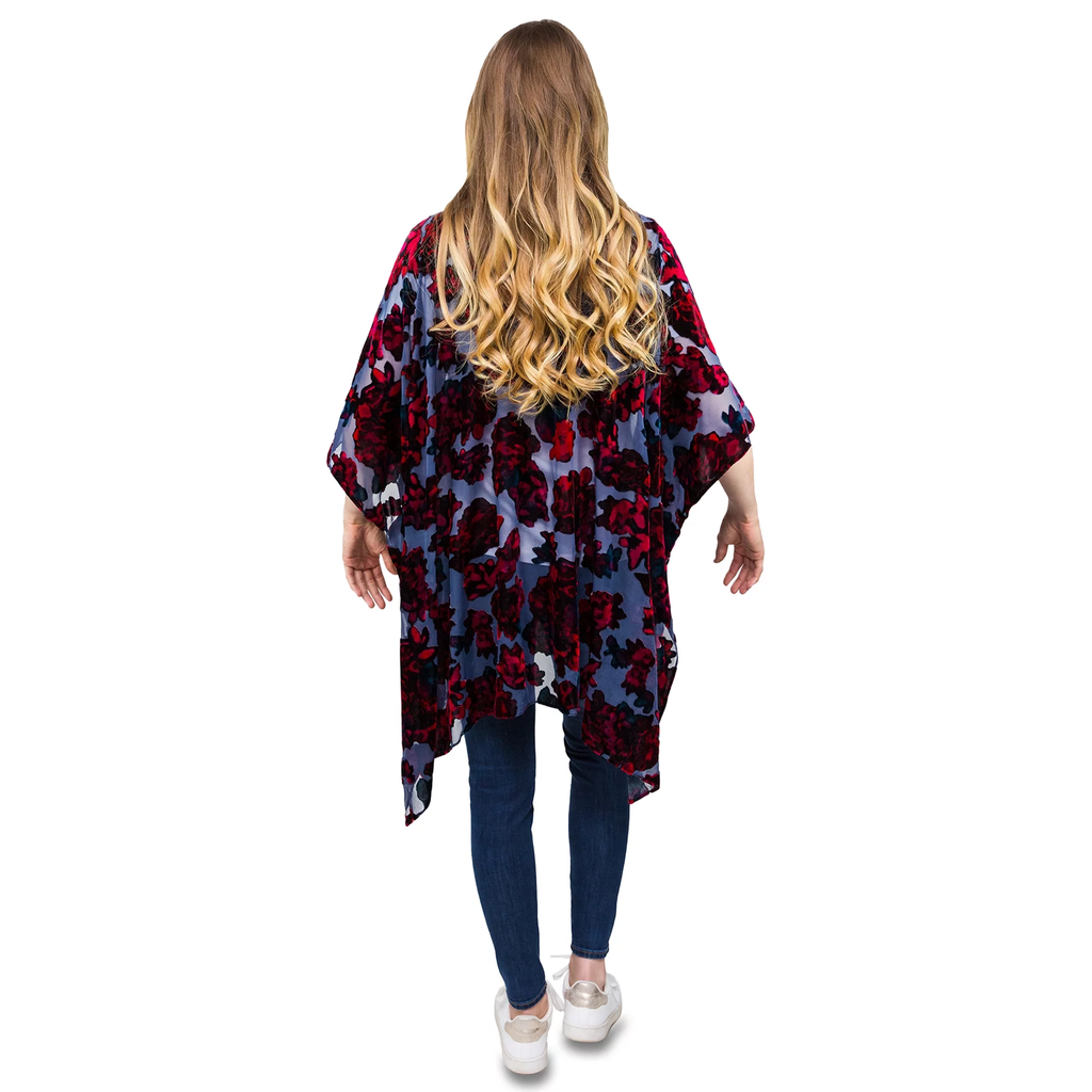 Womens Velvet Burnout Layering Piece Floral Pattern Scarves