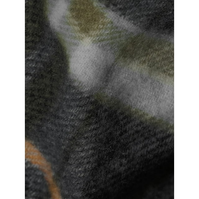 Women's Plaid Square Blanket Scarf with Fray