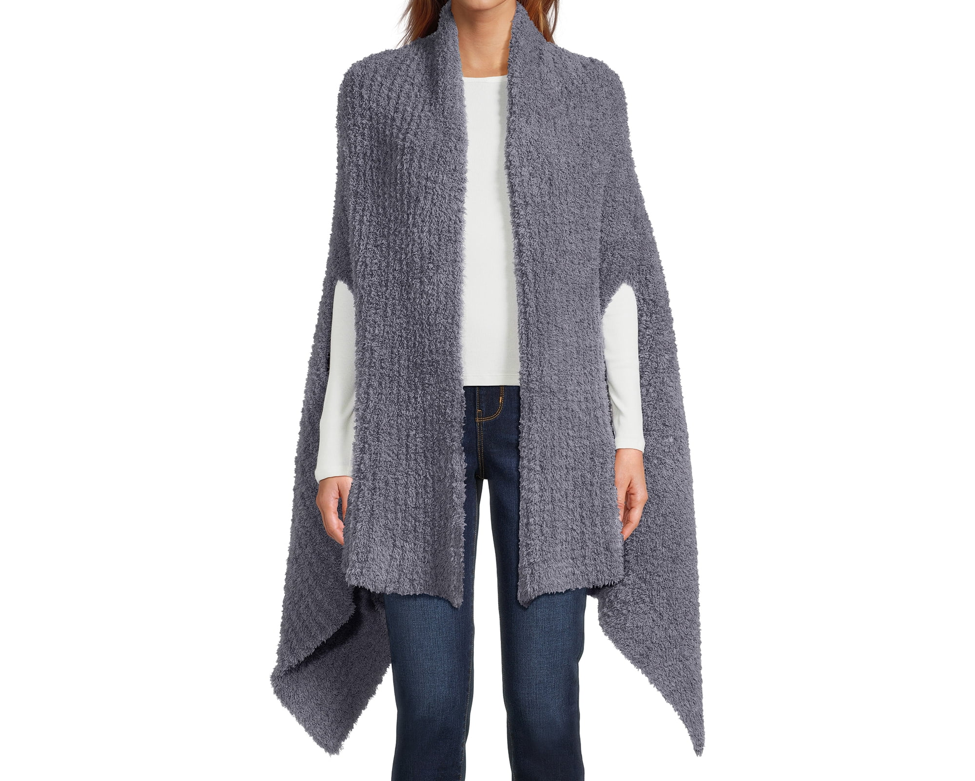 Women's Solid Cozy Ribbed Ruana Wrap