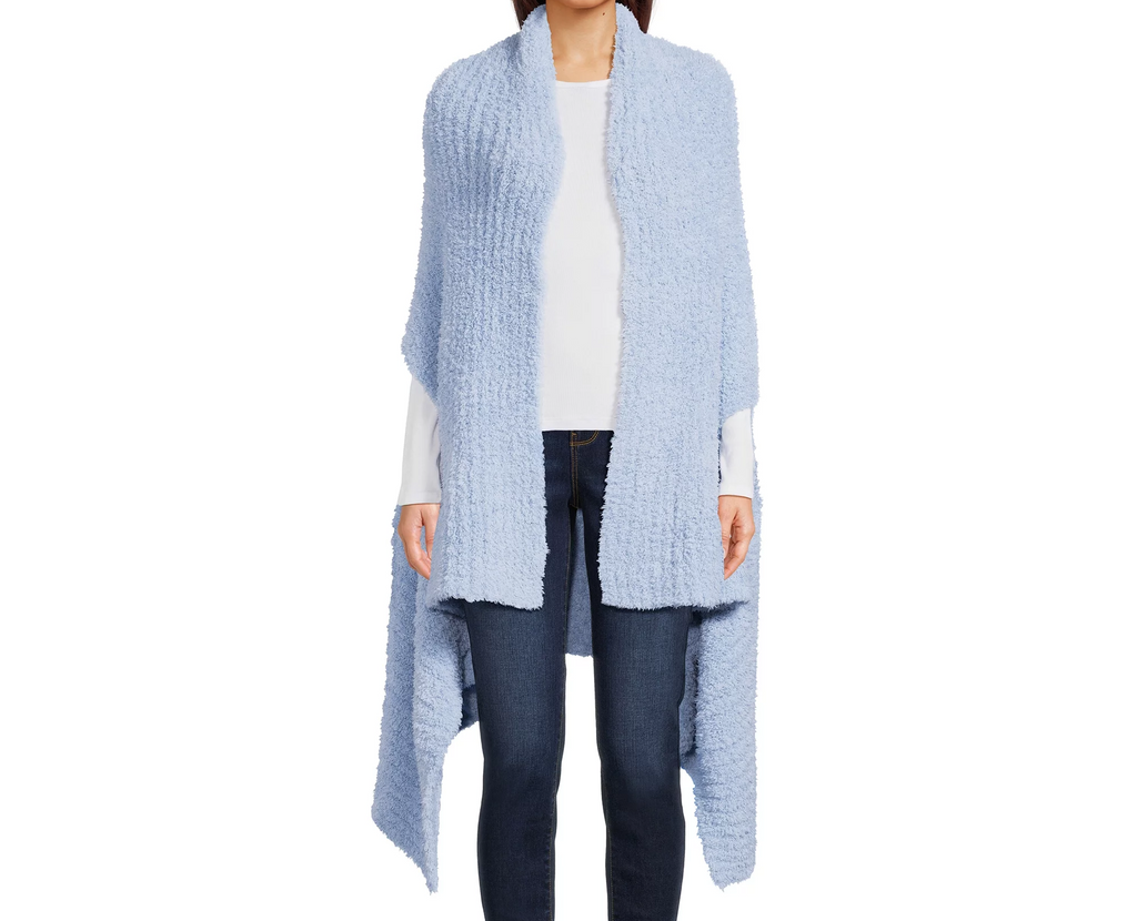 Women's Solid Cozy Ribbed Ruana Wrap