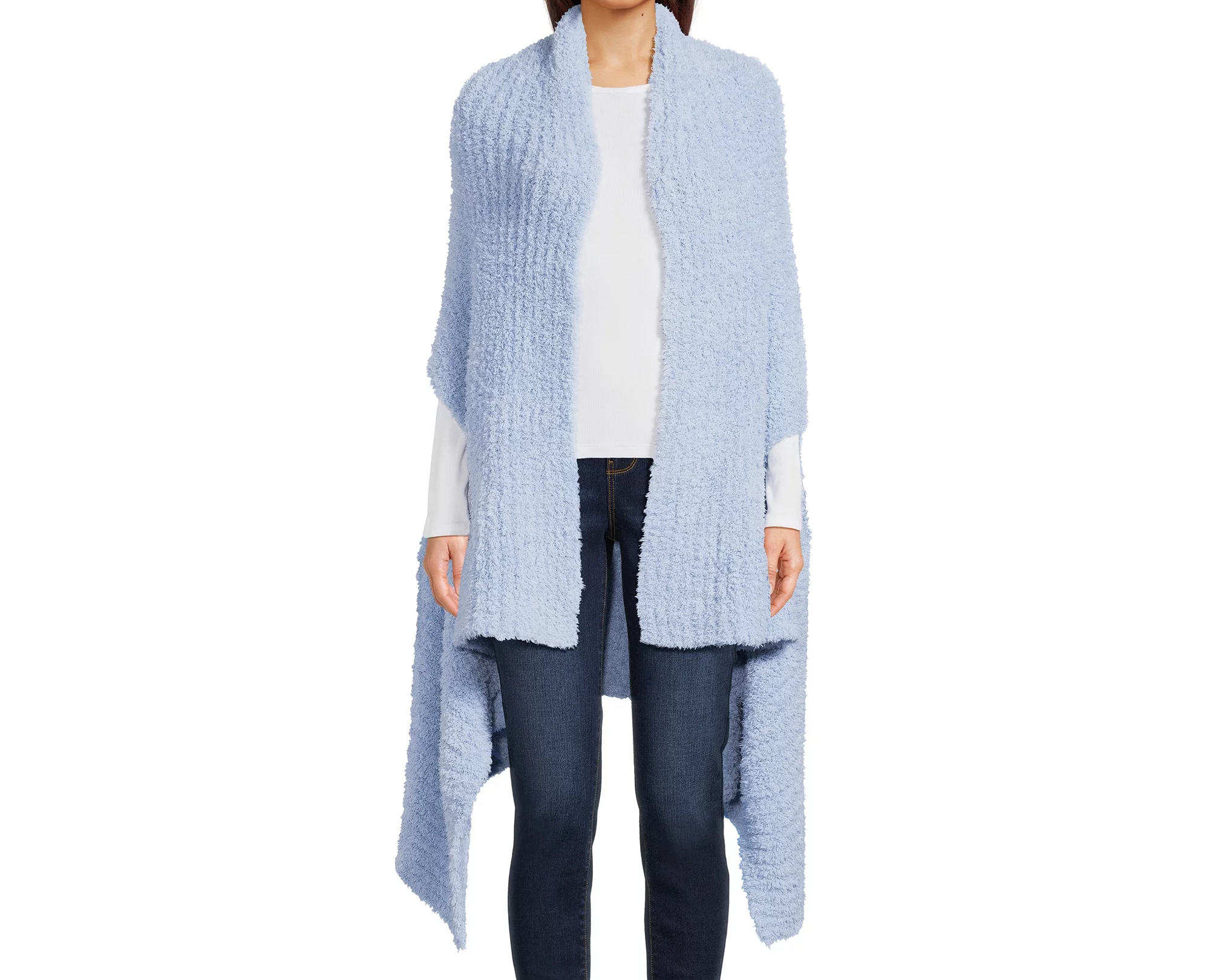 Women's Solid Cozy Ribbed Ruana Wrap