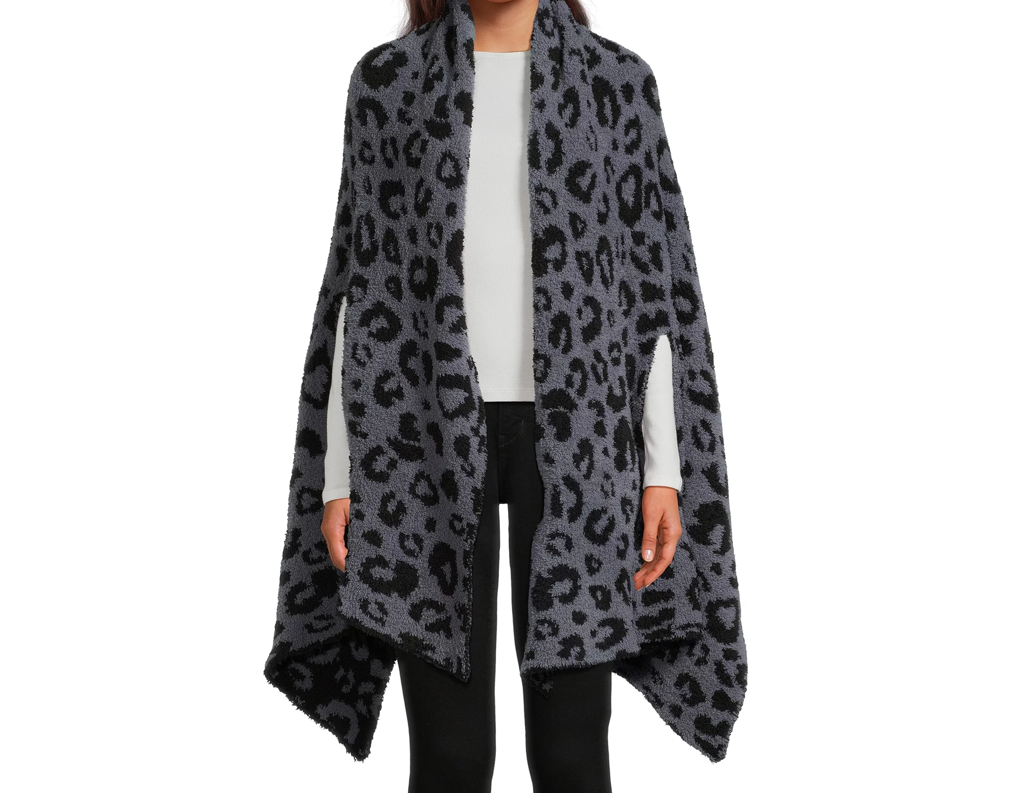 Women's Solid Cozy Ribbed Ruana Wrap