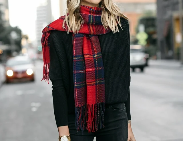Womens Scarves Plaid Warm Cozy Shawl and Wraps Scarf