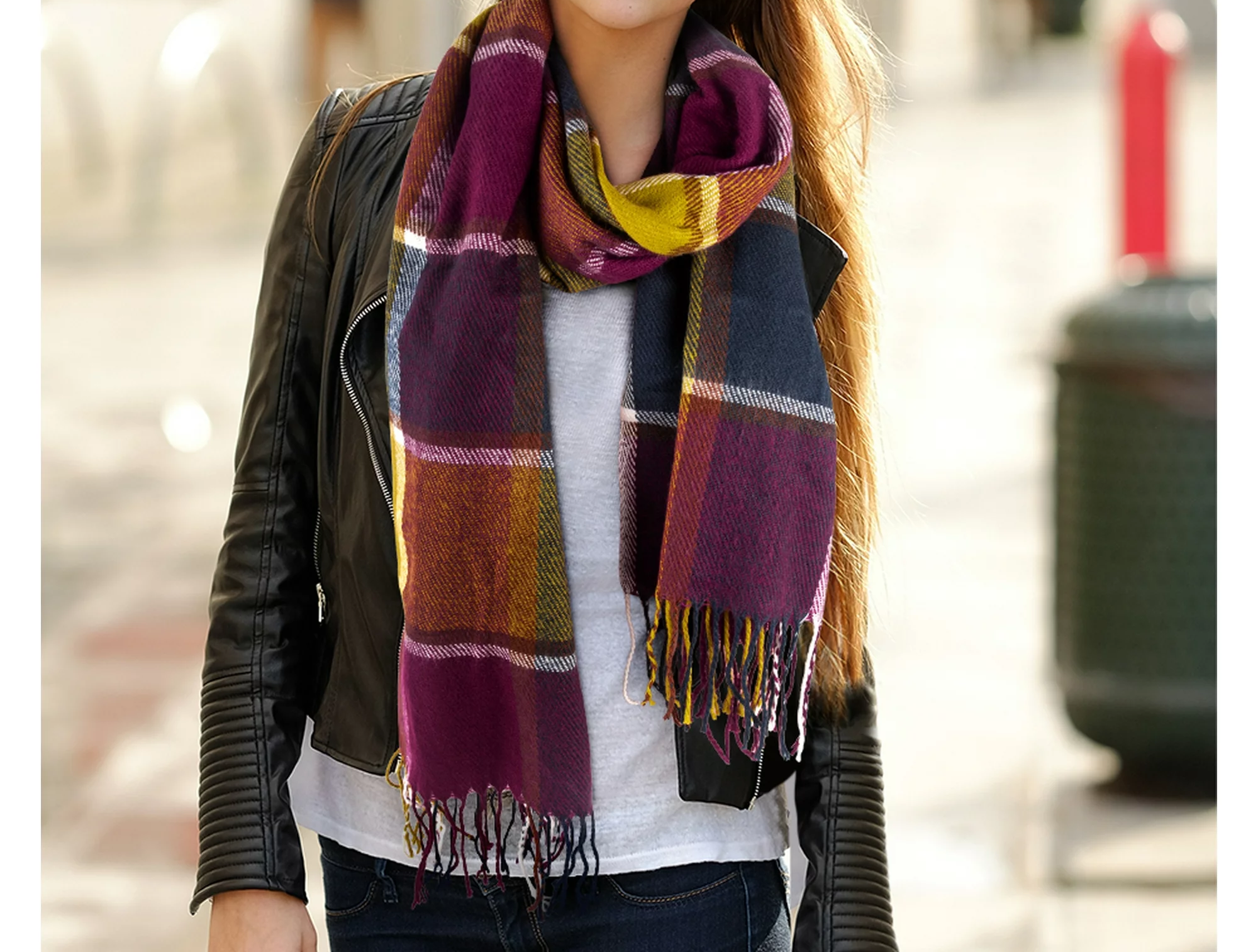 Womens Scarves Plaid Warm Cozy Shawl and Wraps Scarf