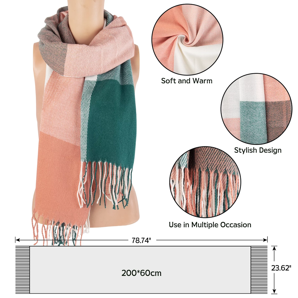 Womens Scarves Plaid Warm Cozy Shawl and Wraps Scarf