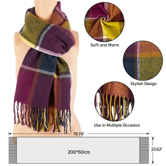 Womens Scarves Plaid Warm Cozy Shawl and Wraps Scarf