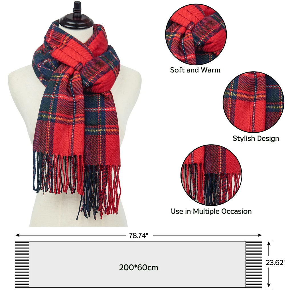 Womens Scarves Plaid Warm Cozy Shawl and Wraps Scarf