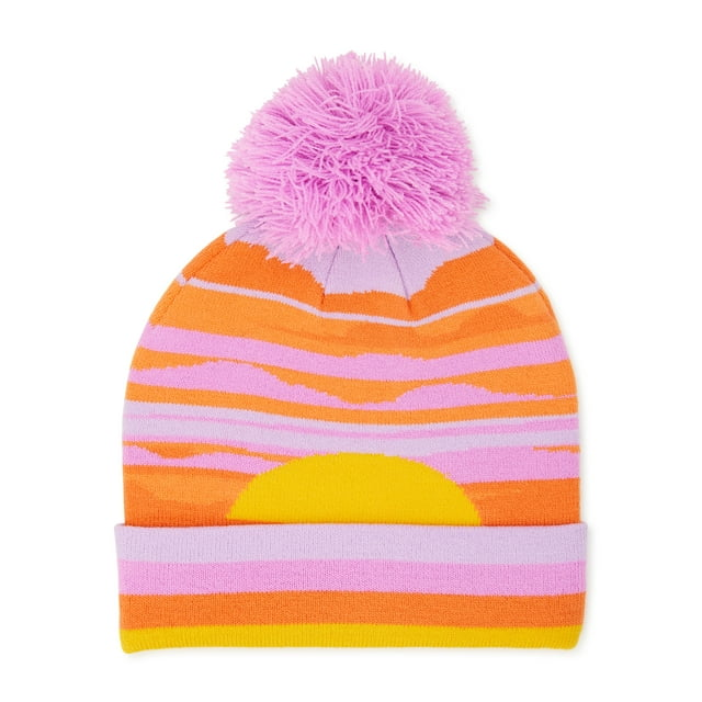 Women's Landscape Beanie Hat with Pom Pom