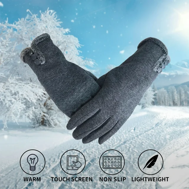 Women 3 Pairs Warm Fleece With Sensitive Touch Screen Texting Fingers Fleece Lined Windproof Gloves