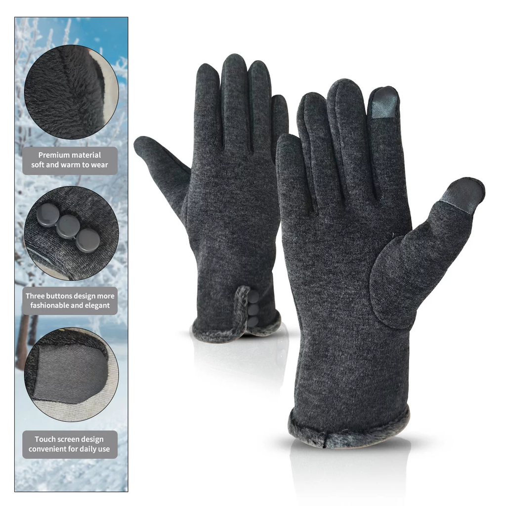 Women 3 Pairs Warm Fleece With Sensitive Touch Screen Texting Fingers Fleece Lined Windproof Gloves
